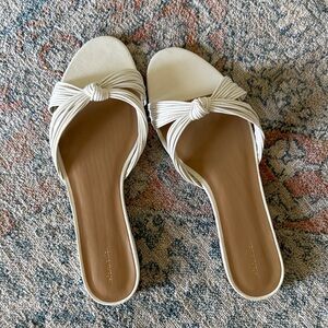 Reformation Cream Knotted Slide Sandals